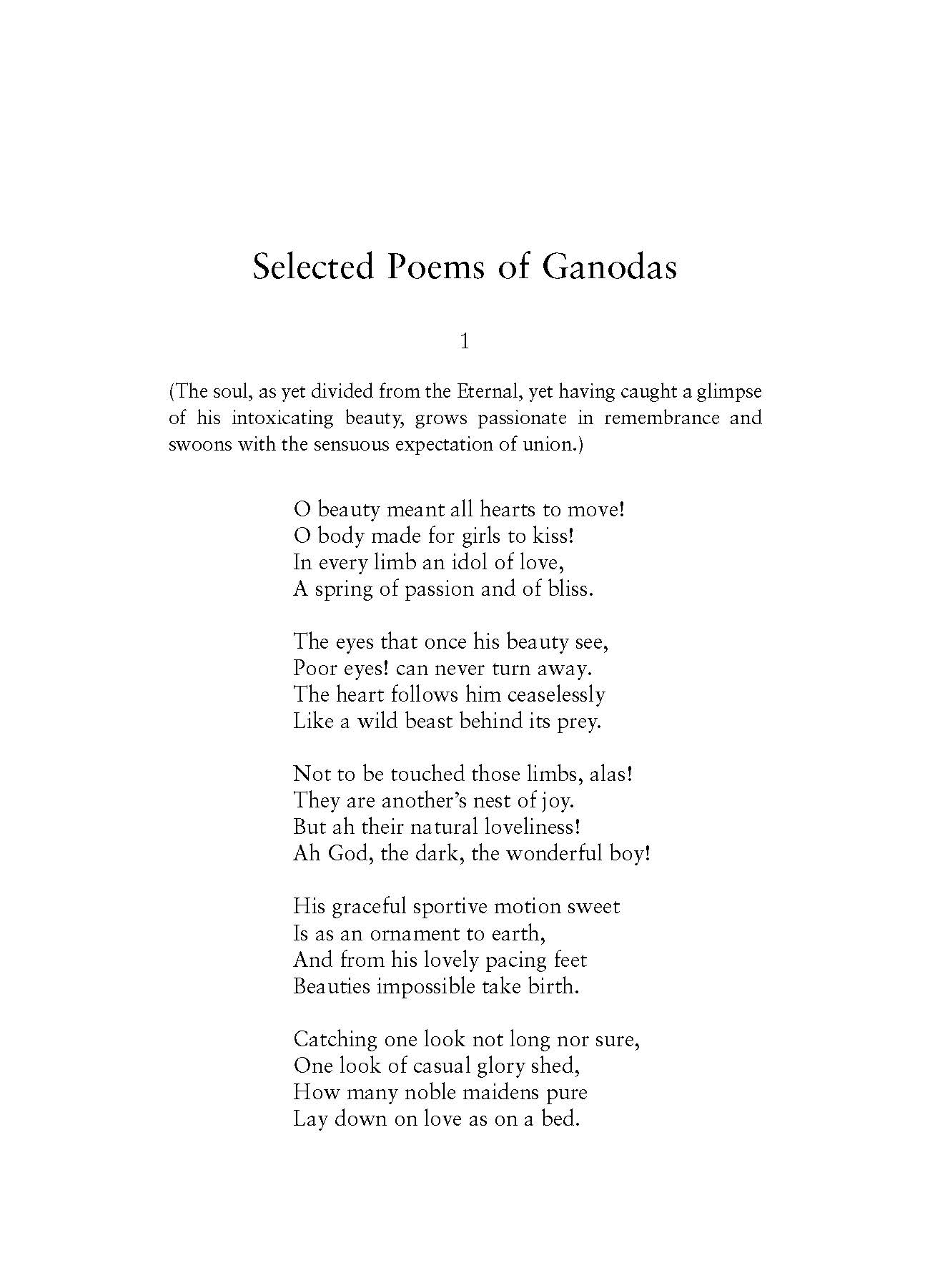 Selected Poems Of Ganodas Cwsa Translations The Incarnate Word