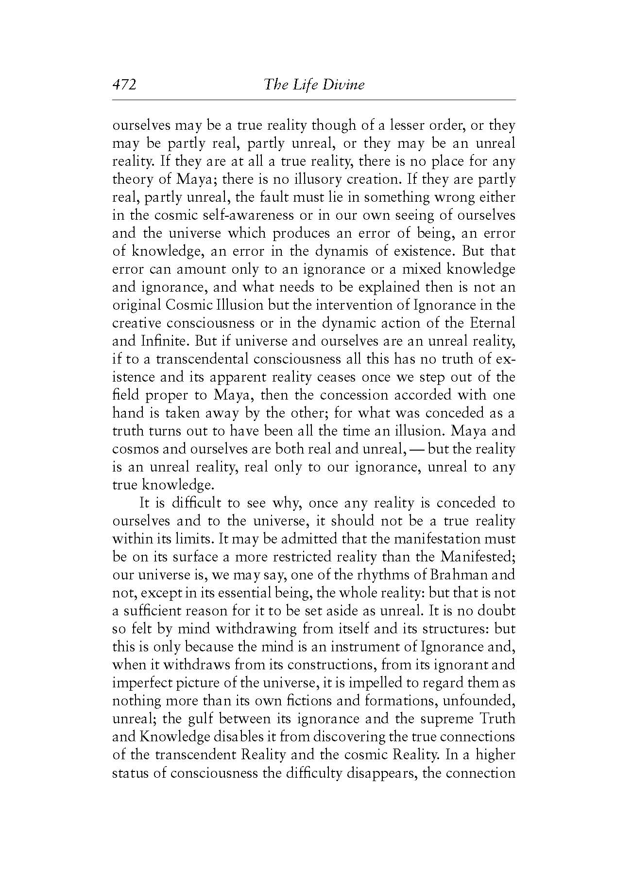 Reality And The Cosmic Illusion Cwsa The Life Divine I The Incarnate Word